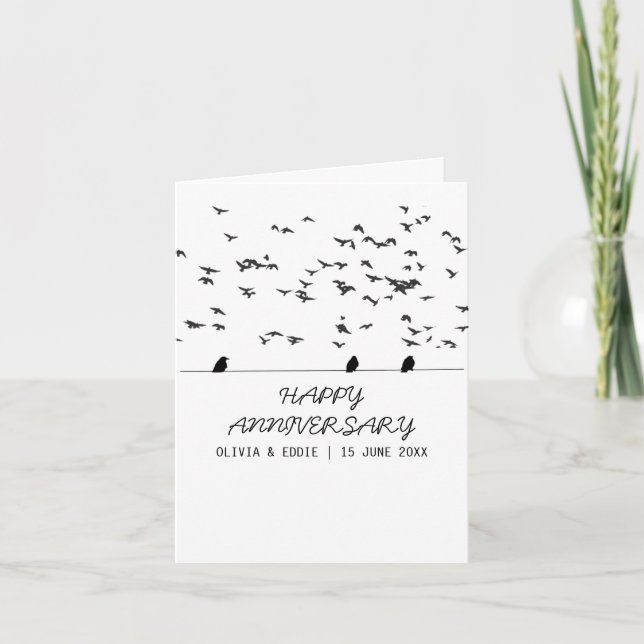 flying birds Folded anniversary cards (Front)