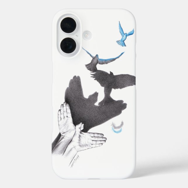 Flying birds Hand shadow Illusion Surreal Elegant Case-Mate iPhone Case (Back)