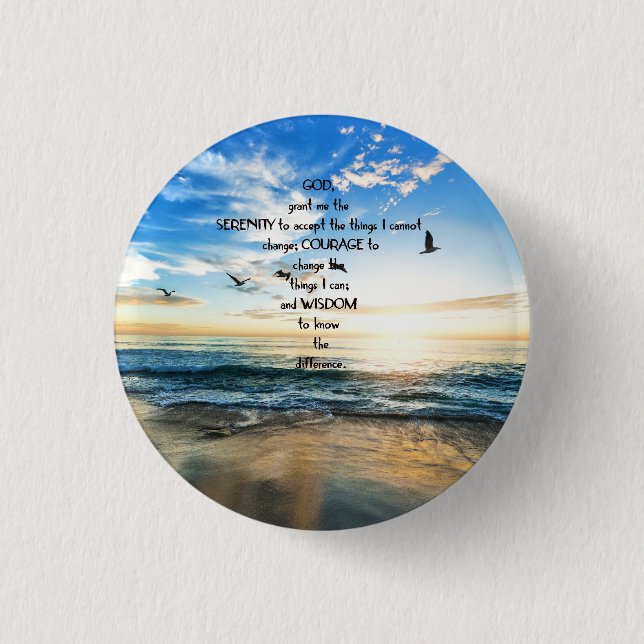 Flying Birds In Heaven Serenity Prayer  Button (Front)