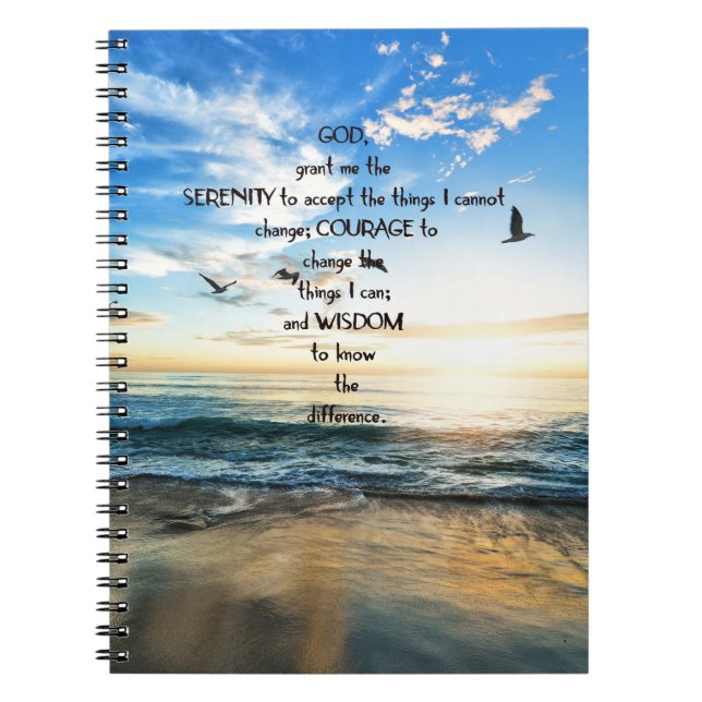 Flying Birds In Heaven Serenity Prayer  Notebook (Front)