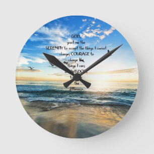 Flying Birds In Heaven Serenity Prayer  Round Clock