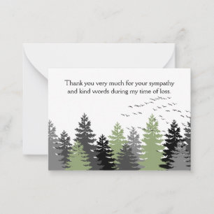 Flying Birds On Forest Tree After Funeral Note Card