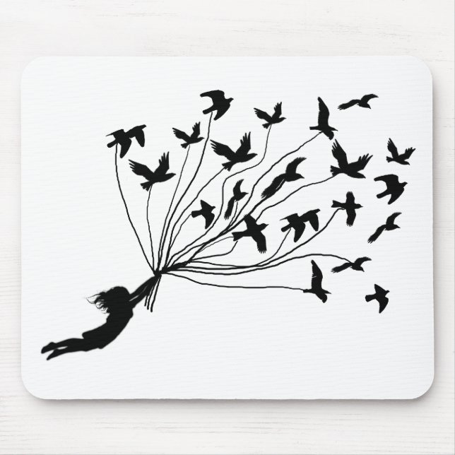 Flying Birds on Strings Mouse Pad (Front)