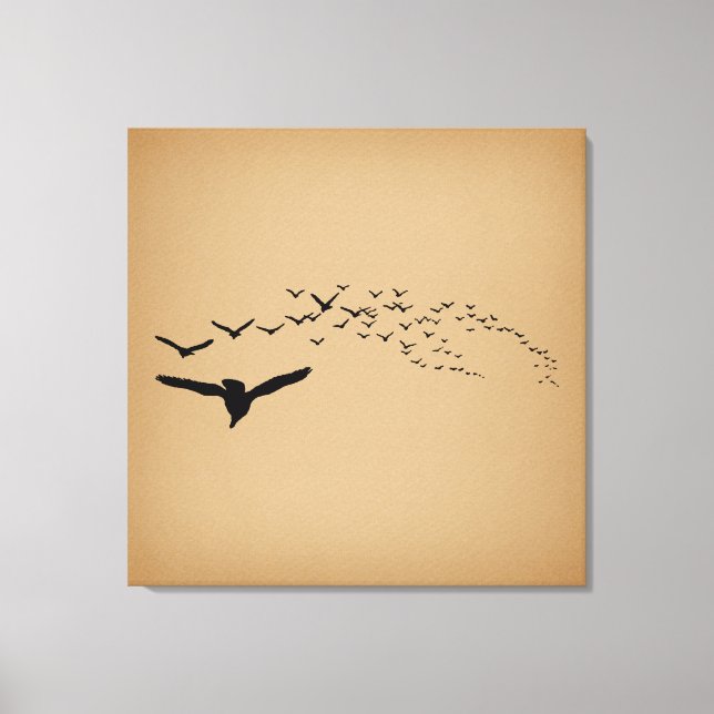 Flying Birds Vintage Art Canvas Print (Front)