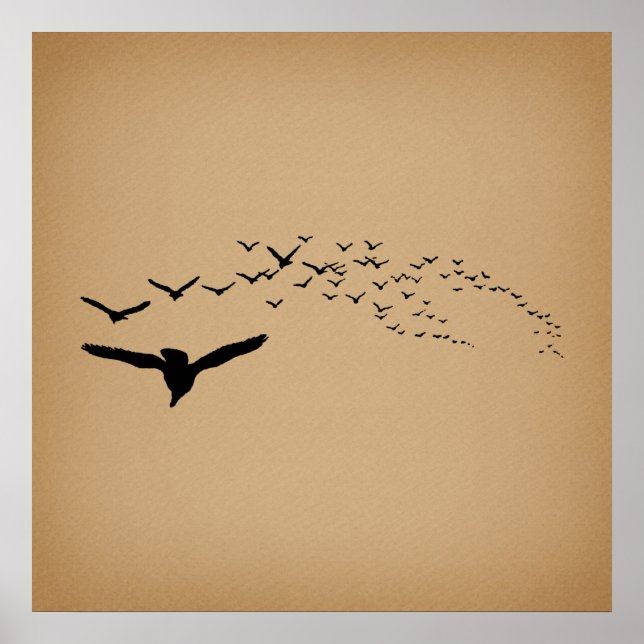 Flying Birds Vintage Art Poster (Front)