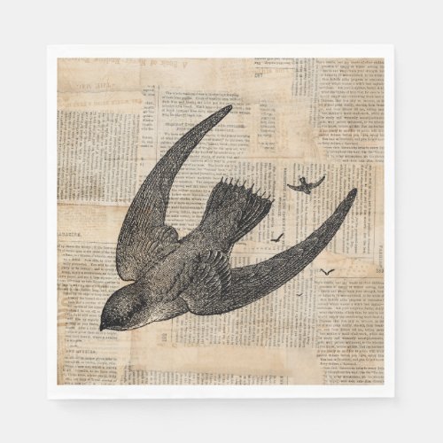 Flying Birds Vintage Bird Art Napkins