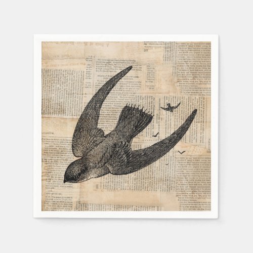 Flying Birds Vintage Bird Art Napkins