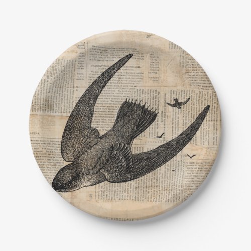 Flying Birds Vintage Bird Art Paper Plates