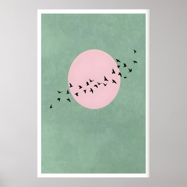 Flying Birds Wall Art - Minimal Silhouettes with P (Front)