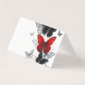 Flying Black and Red Morpho Butterflies (Front)