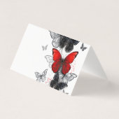 Flying Black and Red Morpho Butterflies (Back)