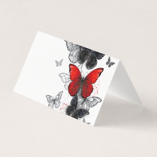 Flying Black and Red Morpho Butterflies (Back)