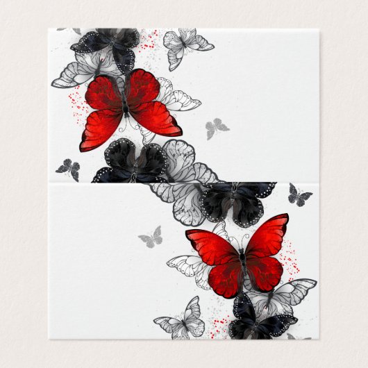 Flying Black and Red Morpho Butterflies (Outside Unfolded)