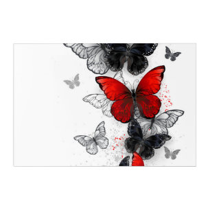 Flying Black and Red Morpho Butterflies Acrylic Print