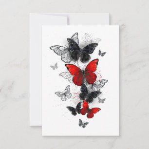 Flying Black and Red Morpho Butterflies Advice Card