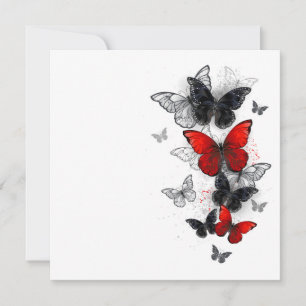 Flying Black and Red Morpho Butterflies Advice Card