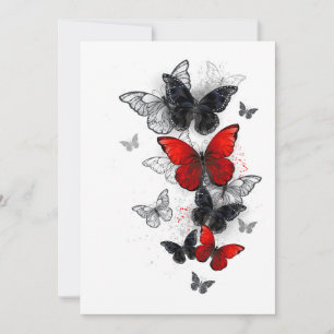 Flying Black and Red Morpho Butterflies Advice Card