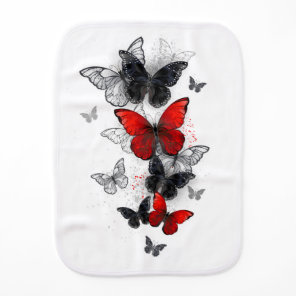 Flying Black and Red Morpho Butterflies Baby Burp Cloth