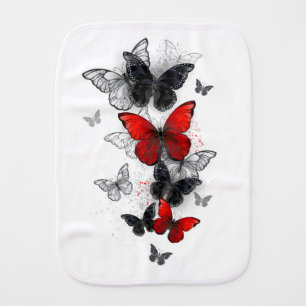 Flying Black and Red Morpho Butterflies Baby Burp Cloth