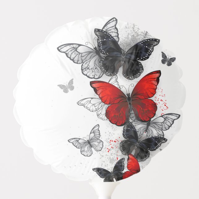 Flying Black and Red Morpho Butterflies Balloon (Front)