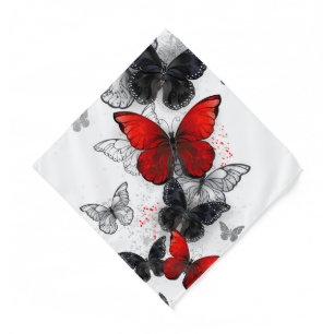 Flying Black and Red Morpho Butterflies Bandana