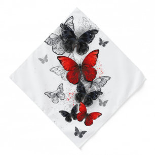 Flying Black and Red Morpho Butterflies Bandana