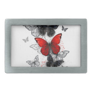 Flying Black and Red Morpho Butterflies Belt Buckle
