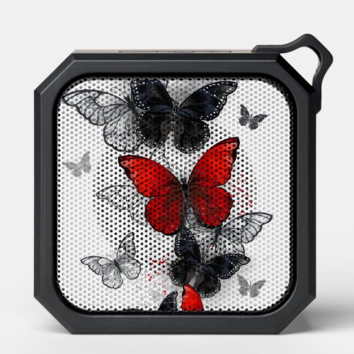 Flying Black and Red Morpho Butterflies Bluetooth Speaker