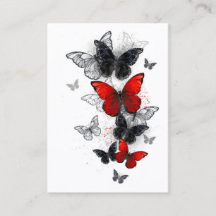 Flying Black and Red Morpho Butterflies Calling Card