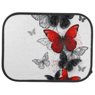 Flying Black and Red Morpho Butterflies Car Floor Mat
