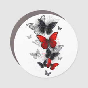 Flying Black and Red Morpho Butterflies Car Magnet
