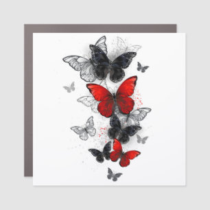 Flying Black and Red Morpho Butterflies Car Magnet
