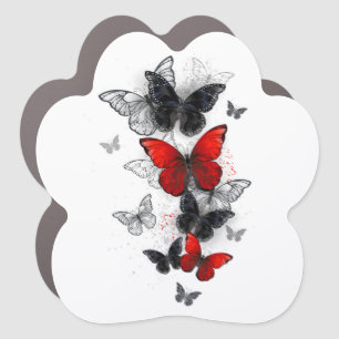 Flying Black and Red Morpho Butterflies Car Magnet