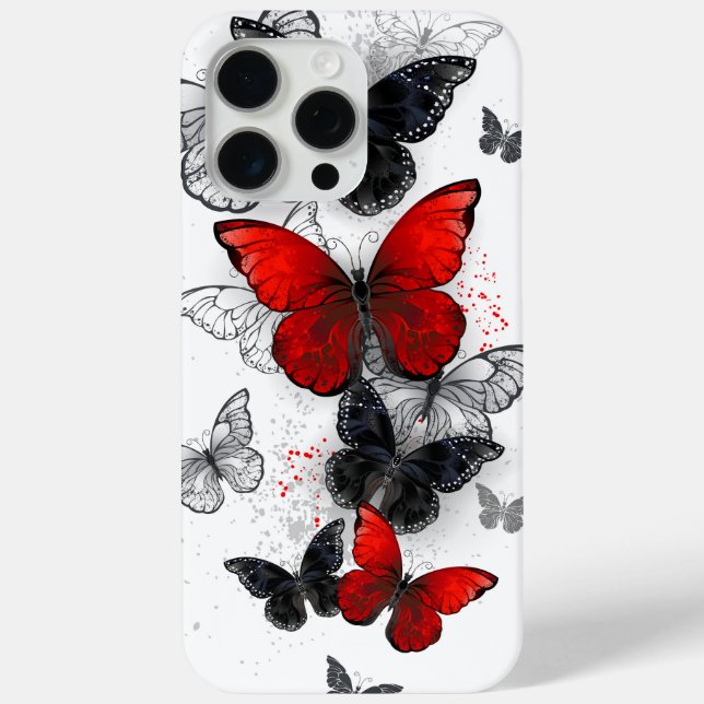 Flying Black and Red Morpho Butterflies Case-Mate iPhone Case (Back)