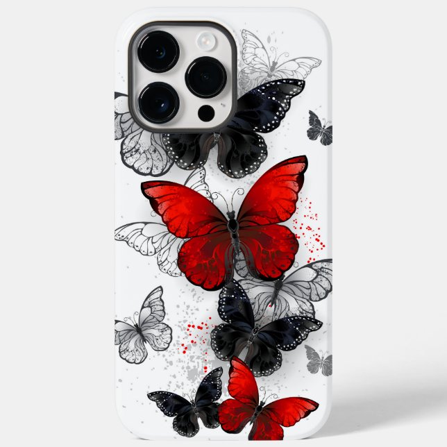 Flying Black and Red Morpho Butterflies Case-Mate iPhone Case (Back)