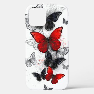 Flying Black and Red Morpho Butterflies iPhone 12 Pro Case