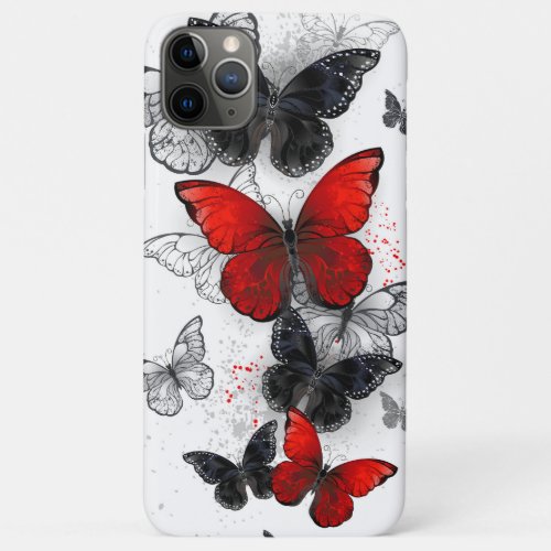 Flying Black and Red Morpho Butterflies iPhone 11 Pro Max Case