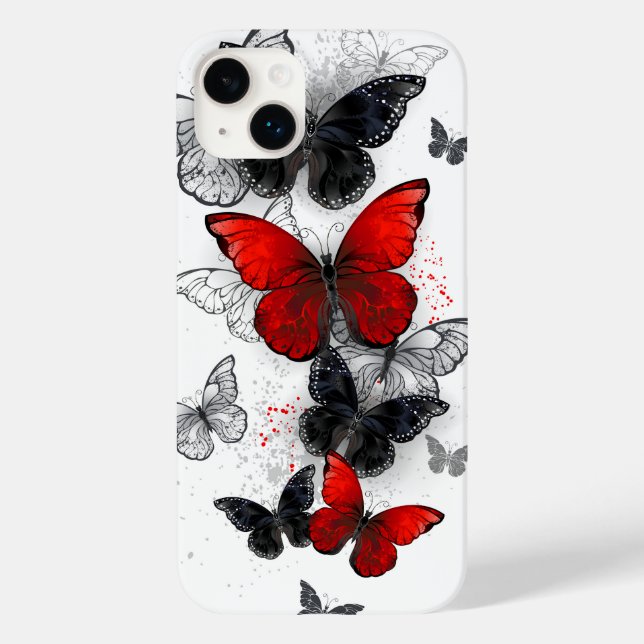 Flying Black and Red Morpho Butterflies Case-Mate iPhone Case (Back)