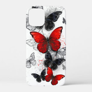 Flying Black and Red Morpho Butterflies iPhone 12 Mini Case