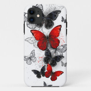 Flying Black and Red Morpho Butterflies iPhone 11 Case
