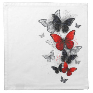 Flying Black and Red Morpho Butterflies Cloth Napkin