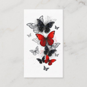 Flying Black and Red Morpho Butterflies Discount Card
