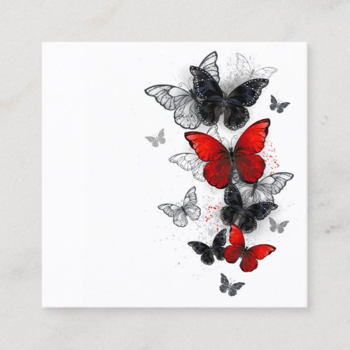 Flying Black and Red Morpho Butterflies Discount Card