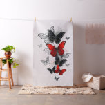 Flying Black and Red Morpho Butterflies Fabric