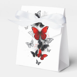 Flying Black and Red Morpho Butterflies Favor Boxes