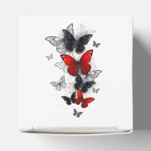 Flying Black and Red Morpho Butterflies Favor Boxes