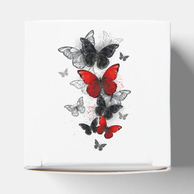Flying Black and Red Morpho Butterflies Favor Boxes (Top)