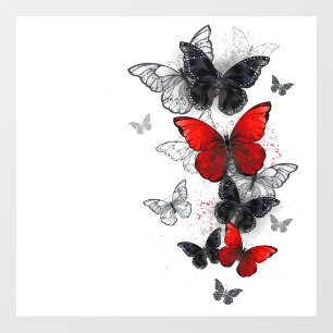 Flying Black and Red Morpho Butterflies Floor Decals