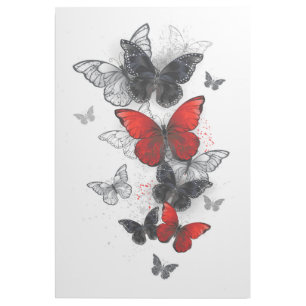Flying Black and Red Morpho Butterflies Gallery Wrap