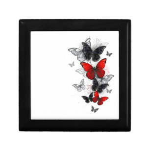 Flying Black and Red Morpho Butterflies Gift Box